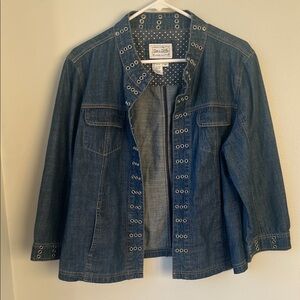 Live a Little Blue Jean Jacket with Silver Eyelets